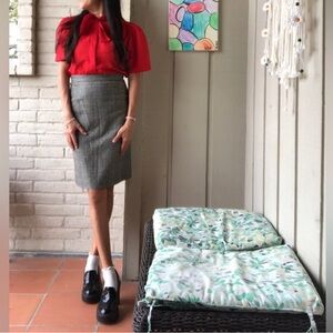Wool Houndstooth Pencil Skirt